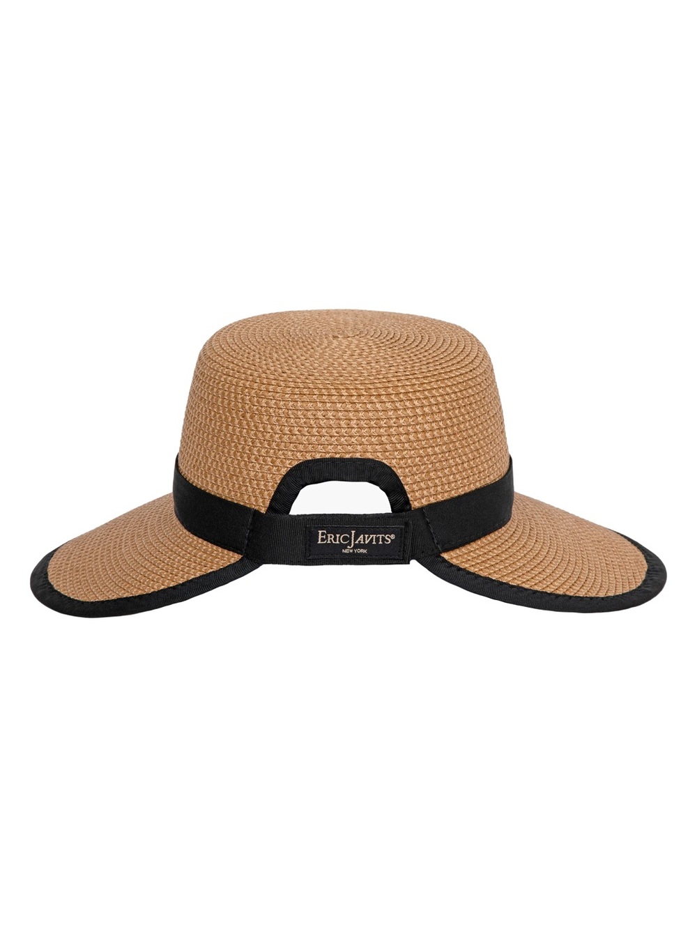 Eric Javits Sun Crest Pacable Hats Wide Brim Straw Sun Hat with Black Trim  OS - Picture 3 of 10